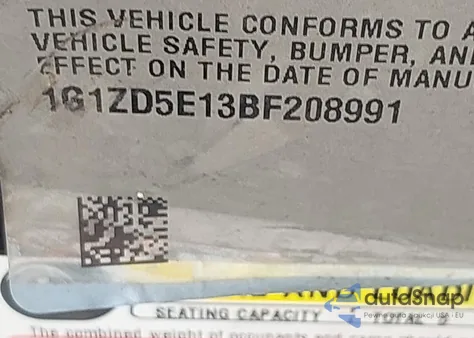 2011 Chevrolet Malibu 2Lt z USA, uszkodzony, nr VIN 1G1ZD5E13BF208991